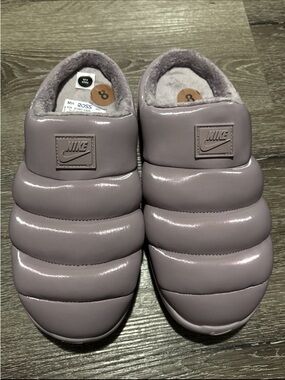 Nike Lavender Purple Faux Fur Bubble Cushion Slides NWT